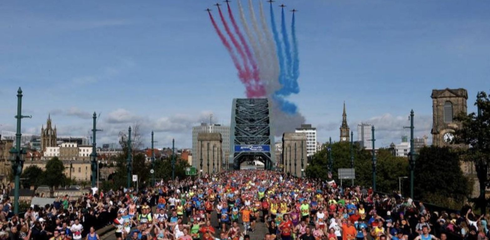 The Great North Run crossing the Tyne Bridge